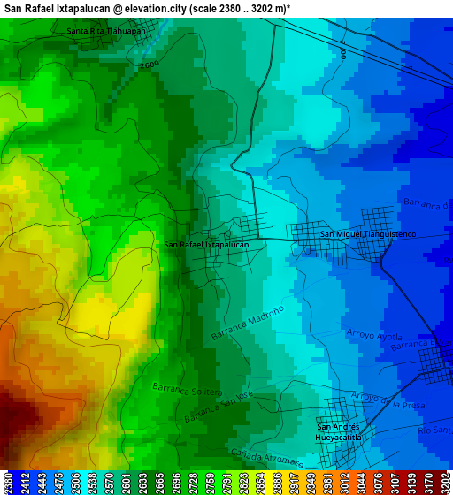 San Rafael Ixtapalucan elevation map