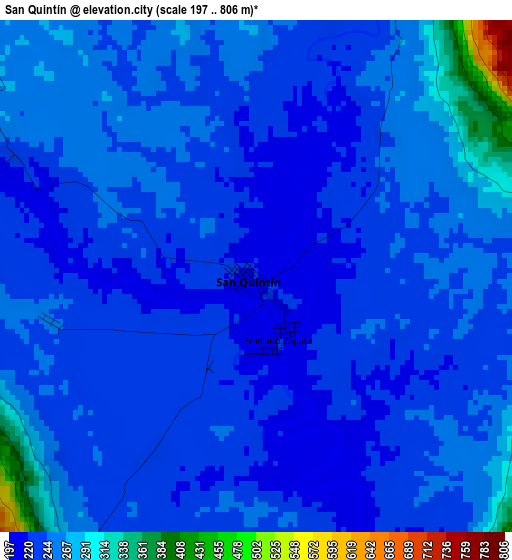 San Quintín elevation map