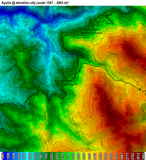 Ayutla elevation map