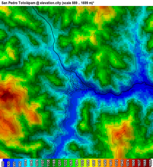 San Pedro Totolápam elevation map