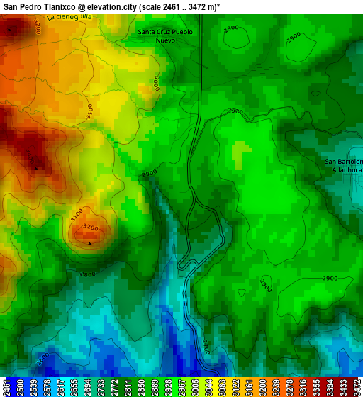 San Pedro Tlanixco elevation map