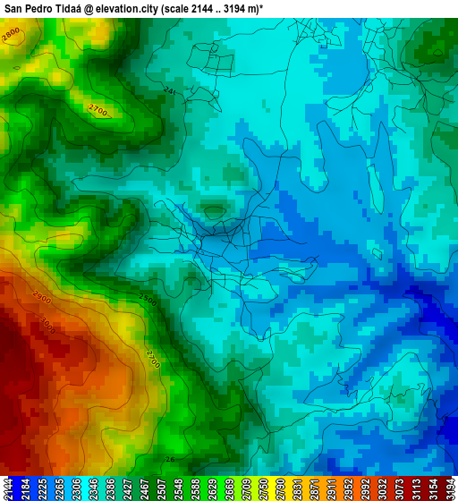 San Pedro Tidaá elevation map