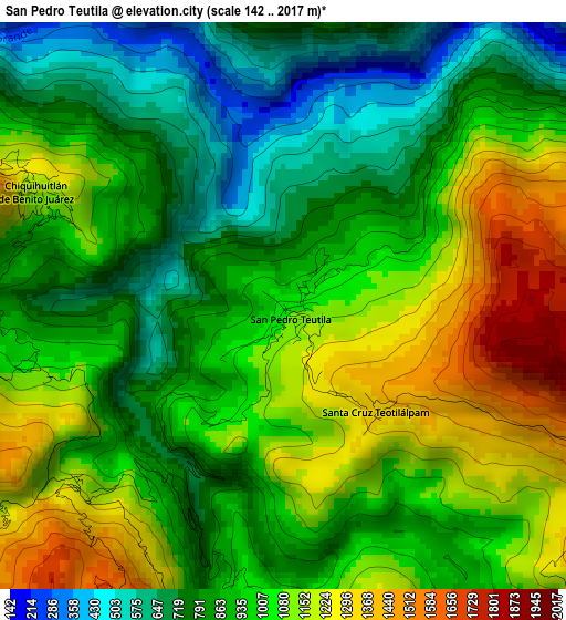 San Pedro Teutila elevation map