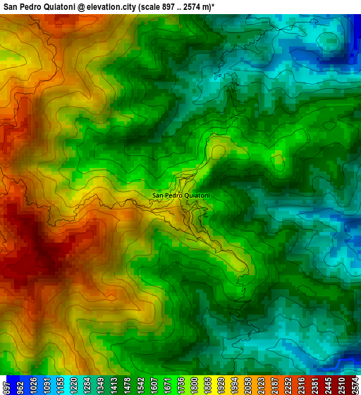 San Pedro Quiatoni elevation map