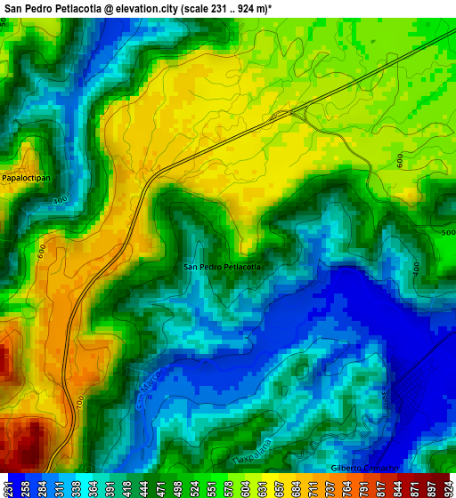 San Pedro Petlacotla elevation map