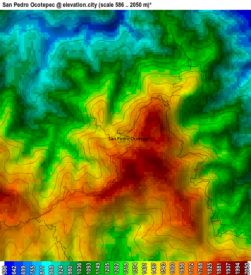 San Pedro Ocotepec elevation map