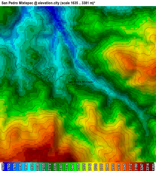 San Pedro Mixtepec elevation map