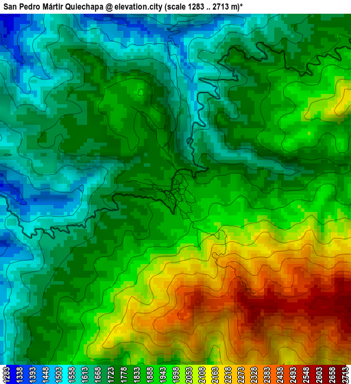 San Pedro Mártir Quiechapa elevation map