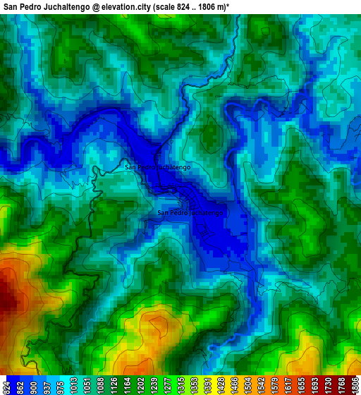 San Pedro Juchaltengo elevation map