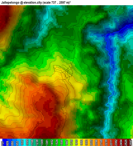 Jaltepetongo elevation map