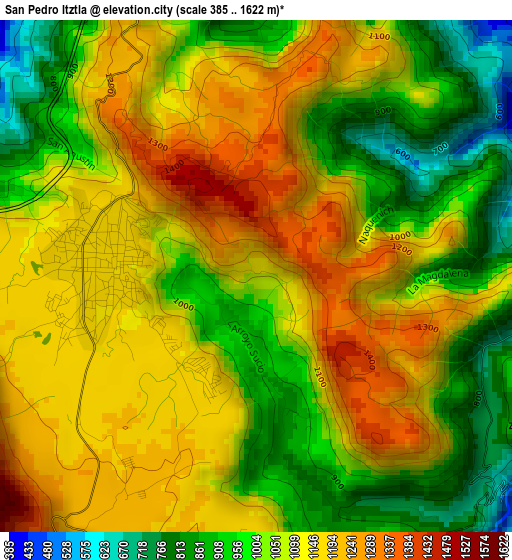 San Pedro Itztla elevation map