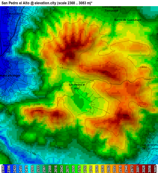 San Pedro el Alto elevation map