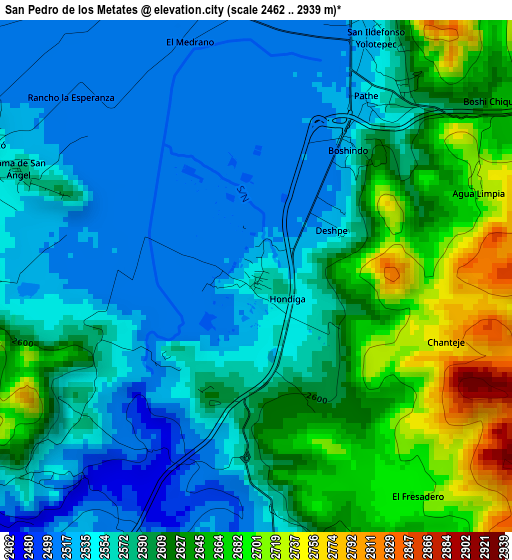 San Pedro de los Metates elevation map