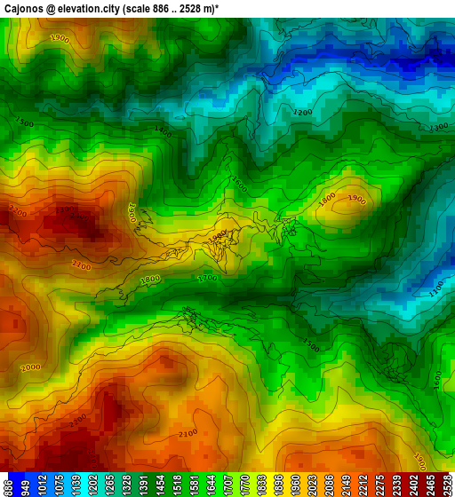 Cajonos elevation map