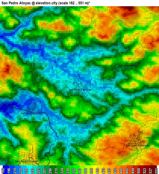 San Pedro Atoyac elevation map