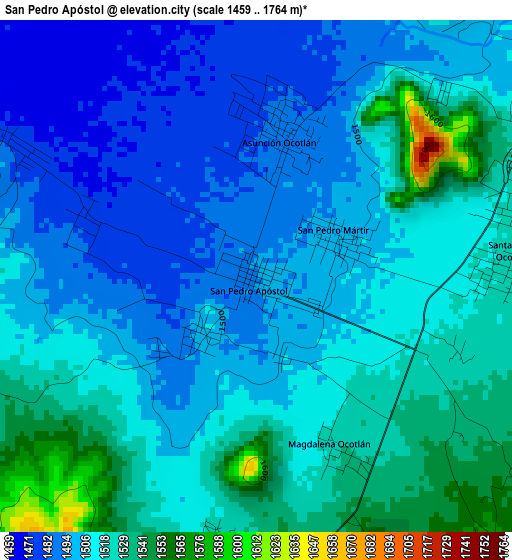 San Pedro Apóstol elevation map