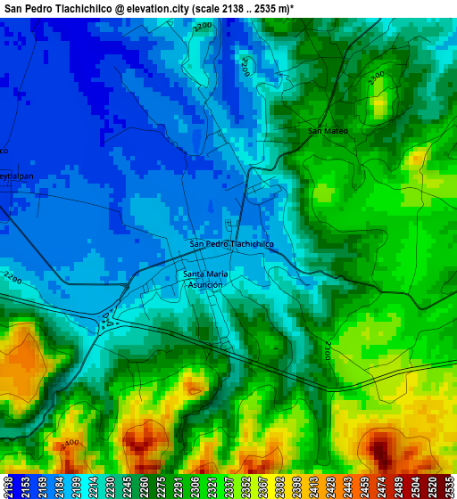 San Pedro Tlachichilco elevation map