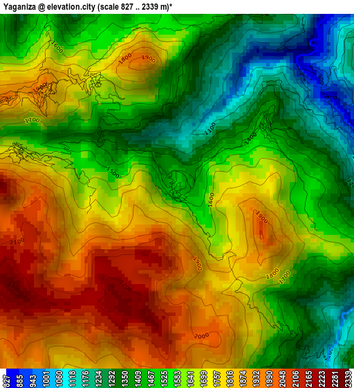 Yaganiza elevation map