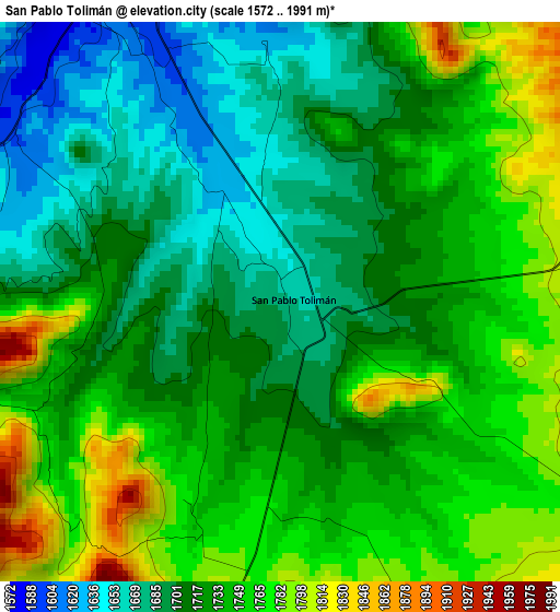 San Pablo Tolimán elevation map