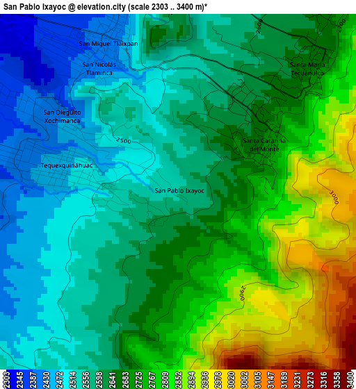 San Pablo Ixayoc elevation map