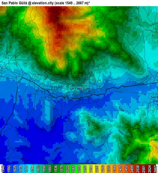 San Pablo Güilá elevation map