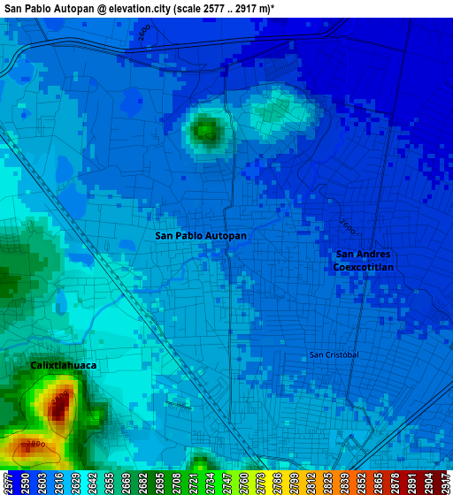 San Pablo Autopan elevation map