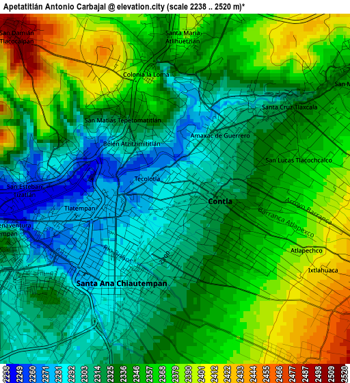 Apetatitlán Antonio Carbajal elevation map