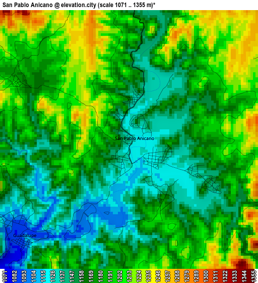 San Pablo Anicano elevation map