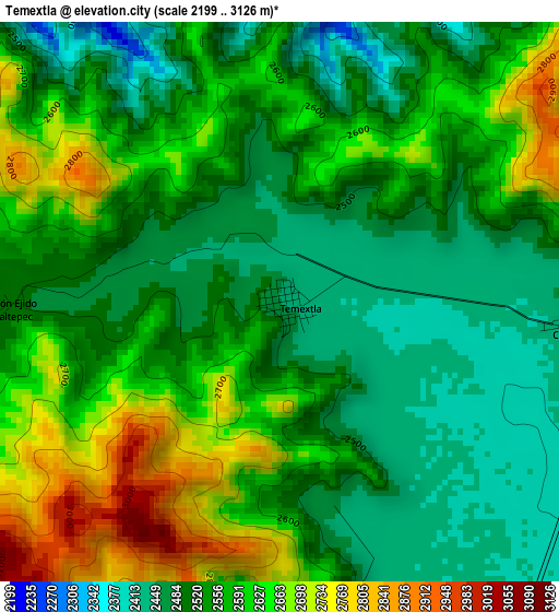 Temextla elevation map