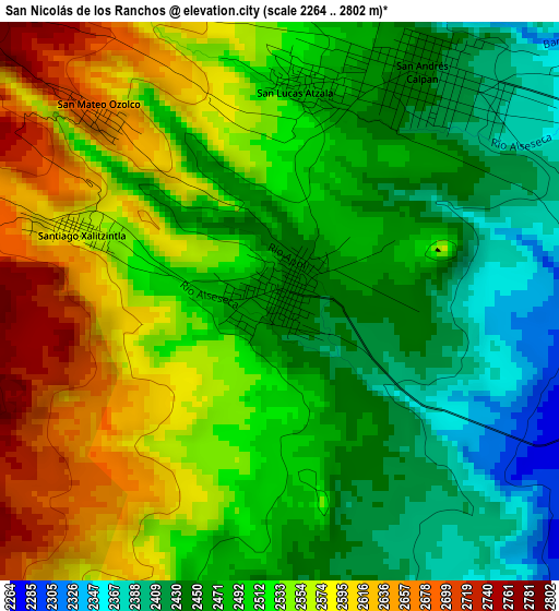 San Nicolás de los Ranchos elevation map