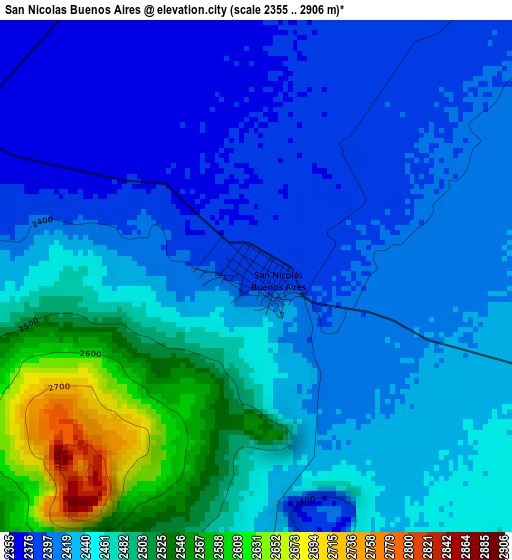 San Nicolas Buenos Aires elevation map