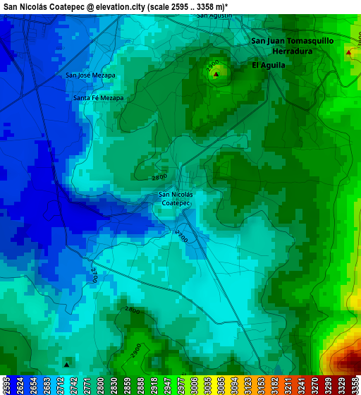 San Nicolás Coatepec elevation map