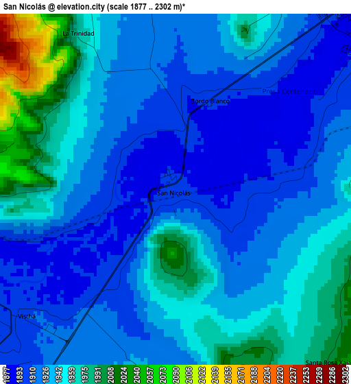 San Nicolás elevation map