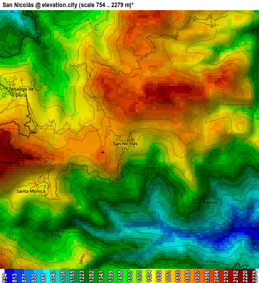 San Nicolás elevation map