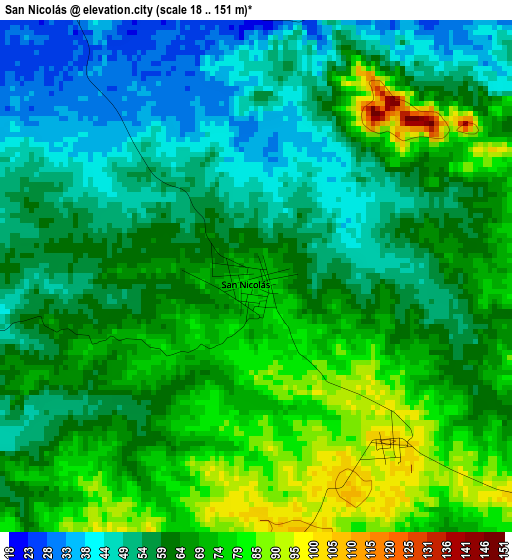 San Nicolás elevation map