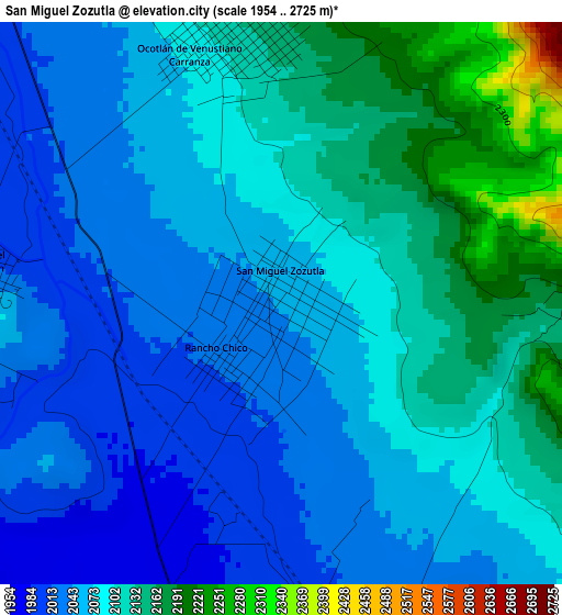 San Miguel Zozutla elevation map