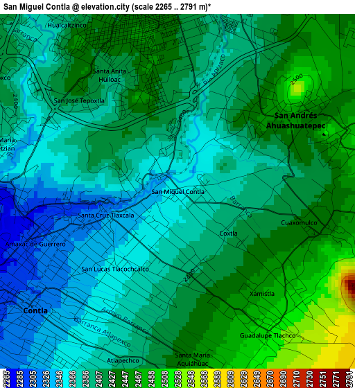 San Miguel Contla elevation map