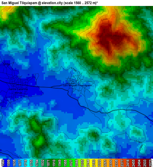 San Miguel Tilquiapam elevation map