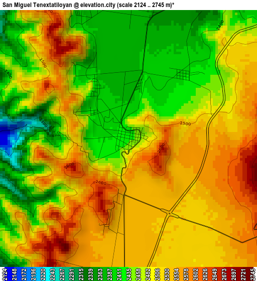 San Miguel Tenextatiloyan elevation map