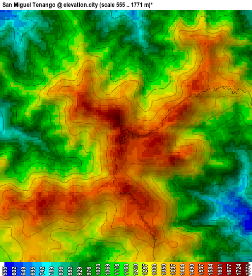 San Miguel Tenango elevation map