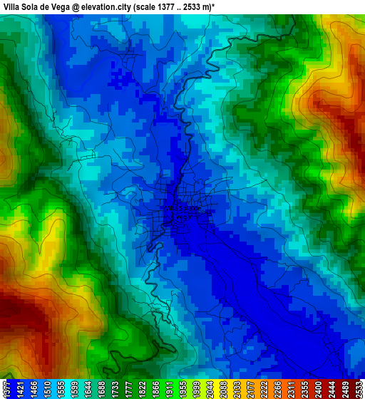 Villa Sola de Vega elevation map