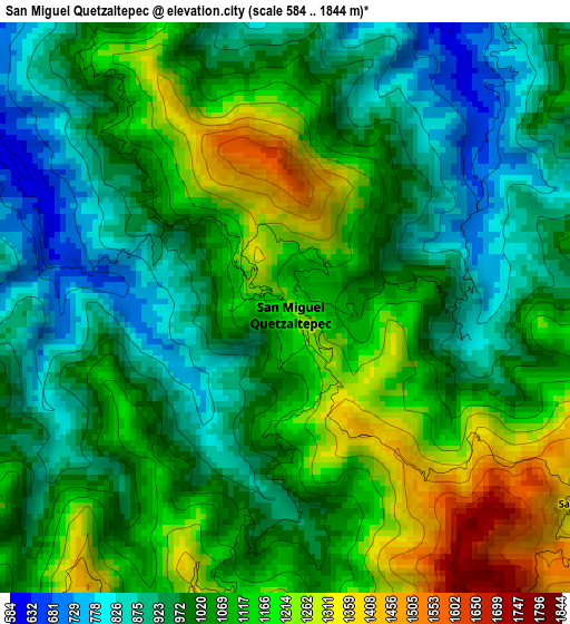 San Miguel Quetzaltepec elevation map