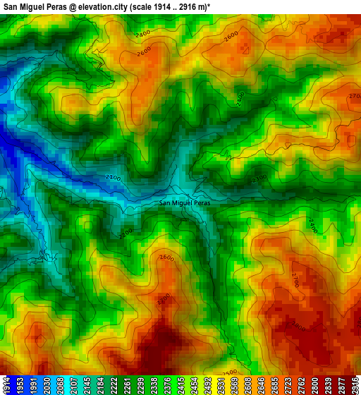 San Miguel Peras elevation map