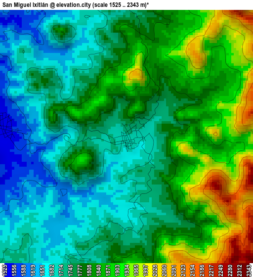 San Miguel Ixitlán elevation map