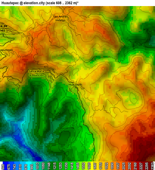 Huautepec elevation map