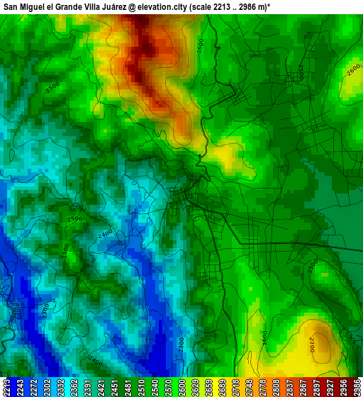 San Miguel el Grande Villa Juárez elevation map