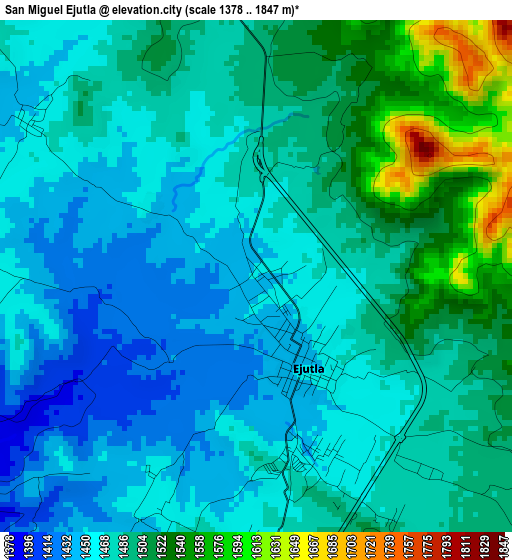 San Miguel Ejutla elevation map