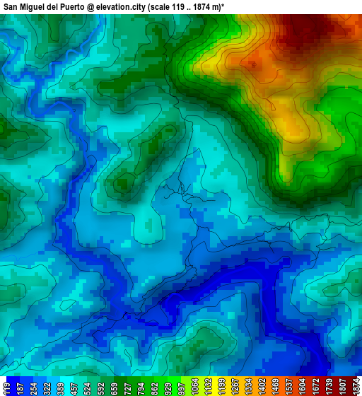 San Miguel del Puerto elevation map