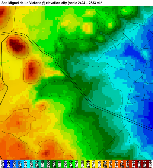 San Miguel de La Victoria elevation map