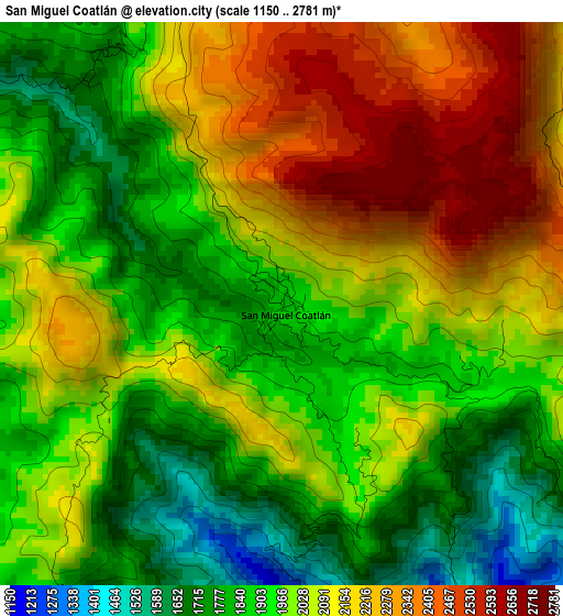 San Miguel Coatlán elevation map